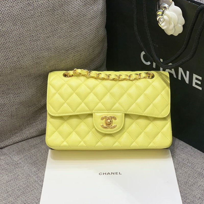 img_47d61fad_20231020_i1697780115_4598_0_jpg Small Classic Flap Bag 23cm Yellow Caviar Gold Hardware