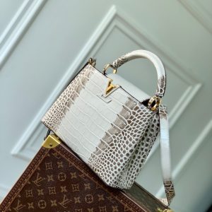 CAPUCINES BB 27 WHITE GREY TAURILLON GOLD HARDWARE