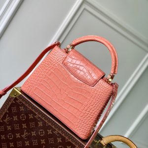 CAPUCINES BB 27 PINK ORANGE TAURILLON GOLD HARDWARE