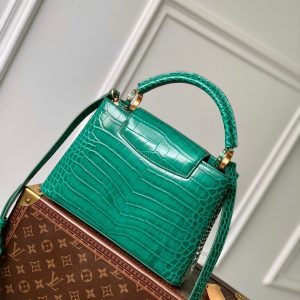 CAPUCINES BB 27 GREEN TAURILLON GOLD HARDWARE