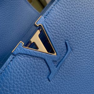 CAPUCINES BB 27 COBALT BLUE TAURILLON MOP GOLD HARDWARE