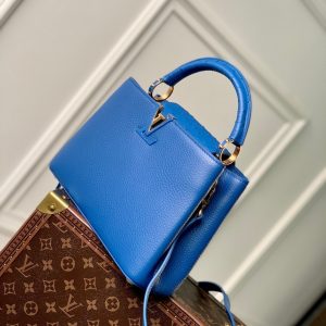 CAPUCINES BB 27 COBALT BLUE TAURILLON MOP GOLD HARDWARE