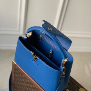 CAPUCINES BB 27 COBALT BLUE TAURILLON MOP GOLD HARDWARE