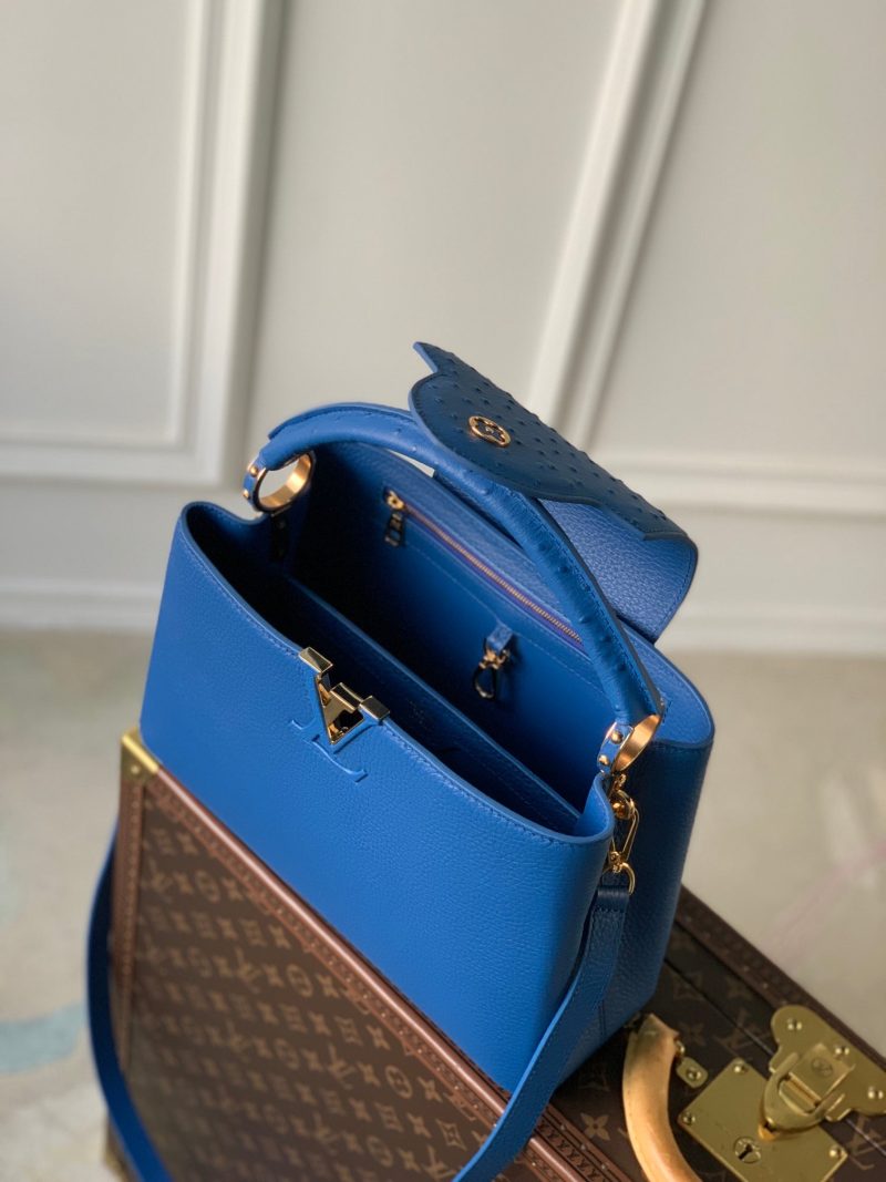 CAPUCINES BB 27 COBALT BLUE TAURILLON MOP GOLD HARDWARE