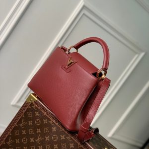 CAPUCINES BB 27 BURGUNDY TAURILLON MOP GOLD HARDWARE