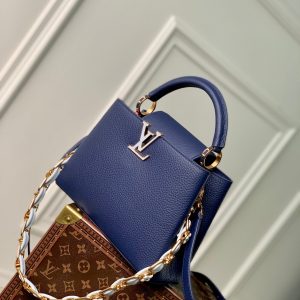CAPUCINES BB 27 DARK BLUE TAURILLON MOP GOLD HARDWARE