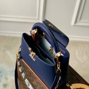 CAPUCINES BB 27 DARK BLUE TAURILLON MOP GOLD HARDWARE