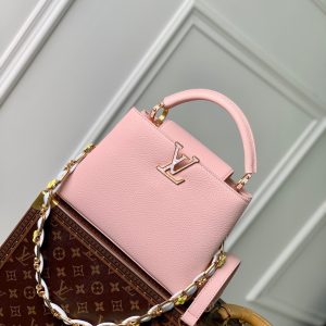 CAPUCINES BB 27 PINK TAURILLON TURQUOISE MOP GOLD HARDWARE