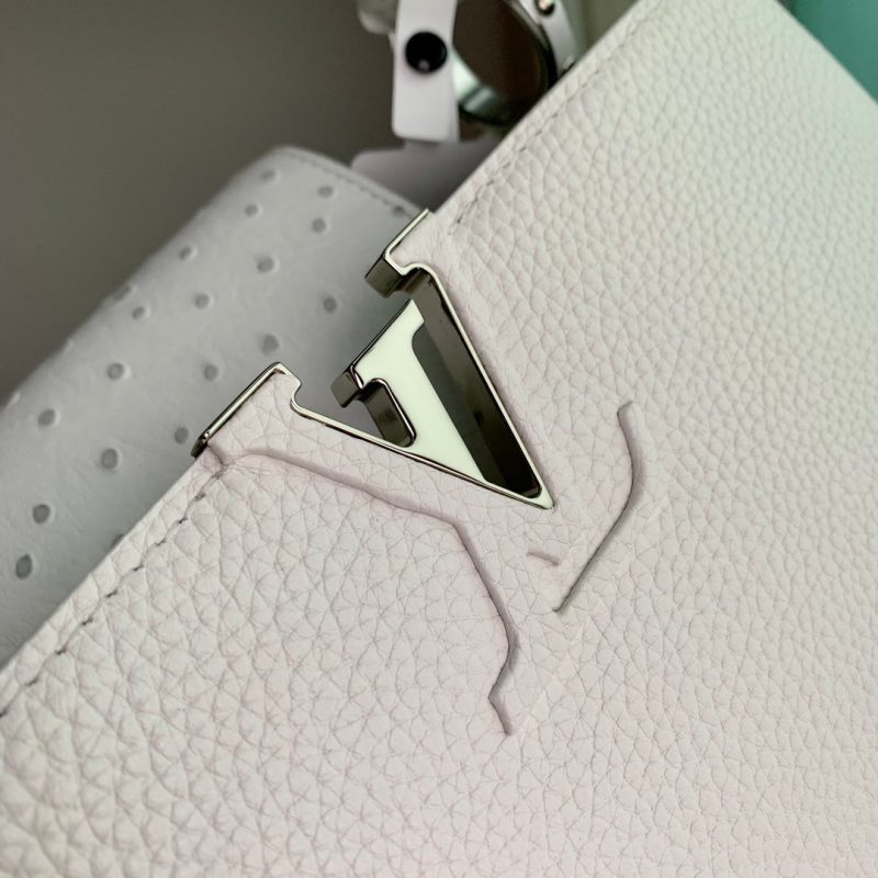 CAPUCINES BB 27 WHITE TAURILLON TURQUOISE SILVER HARDWARE