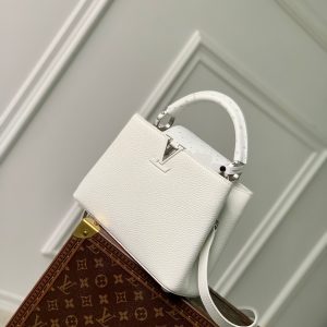 CAPUCINES BB 27 WHITE TAURILLON TURQUOISE SILVER HARDWARE