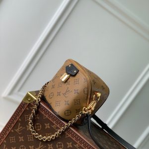 just in case 13cm beige monogram canvas black calfskin
