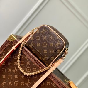 just in case 13cm black monogram canvas beige calfskin