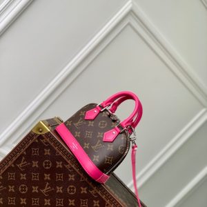 alma nano 18 monogram canvas dark pink calfskin