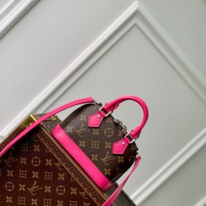 alma nano 18 monogram canvas dark pink calfskin
