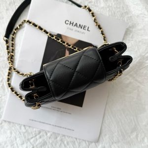 24c cc hobo bag 20cm black lambskin gold hardware