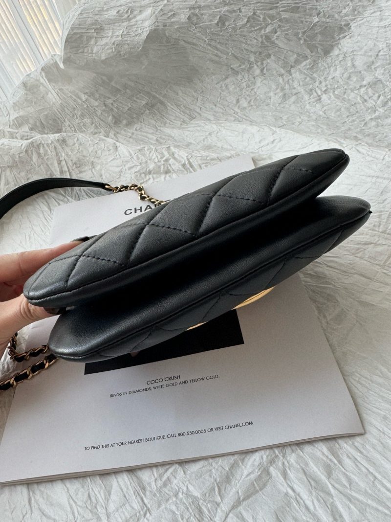 24c cc hobo bag 20cm black lambskin gold hardware