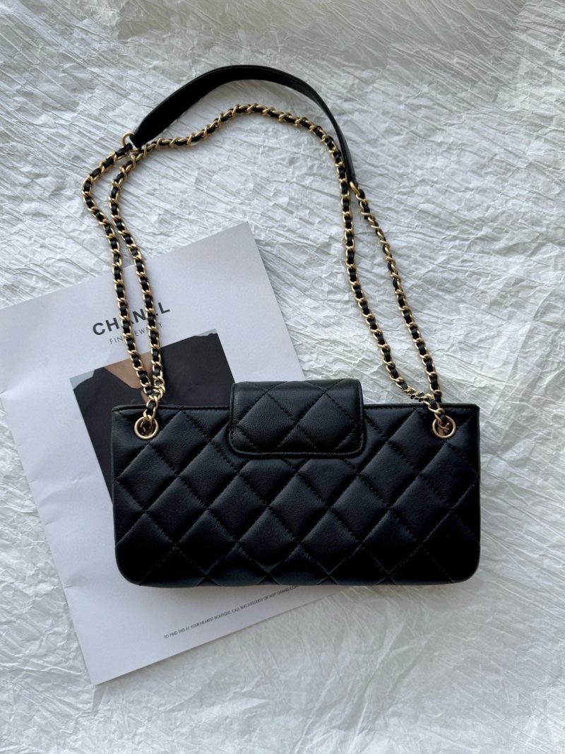 24c cc baguette bag black lambskin gold hardware