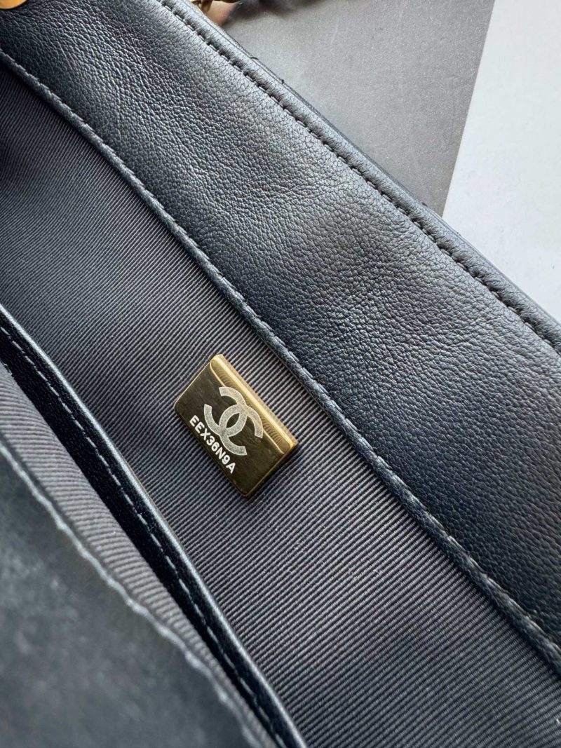 24c cc baguette bag black lambskin gold hardware