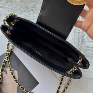 24c cc baguette bag black lambskin gold hardware