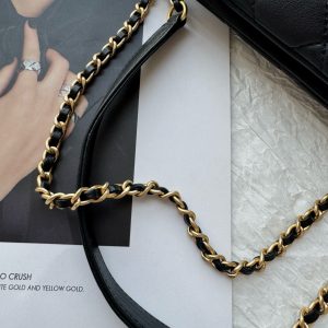 24c cc baguette bag black lambskin gold hardware