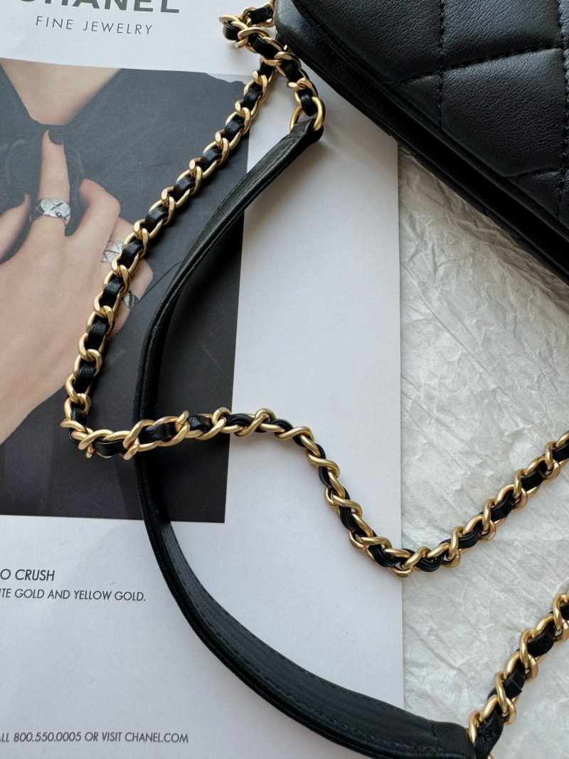 24c cc baguette bag black lambskin gold hardware