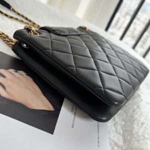 24c cc small shopping bag 21cm black lambskin gold hardware