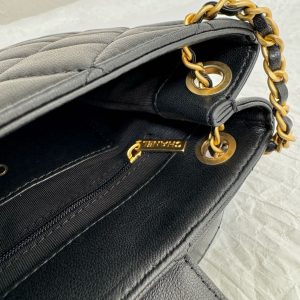 24c cc small shopping bag 21cm black lambskin gold hardware