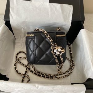 cc classic vanity bag 10cm black lambskin gold hardware