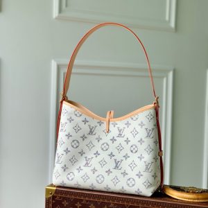 Lv CarryAll 29 Beige Leather White Monogram jacquard fabric