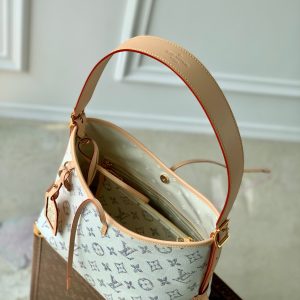 Lv CarryAll 29 Beige Leather White Monogram jacquard fabric