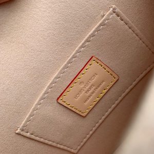 Lv Dauphine 20 Beige Leather White Monogram jacquard fabric