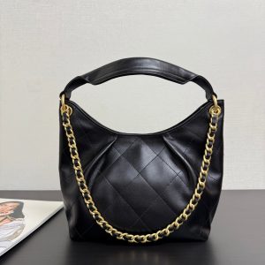 Chanel 2026 Hippie Hobo Bag 32cm Black Calfskin