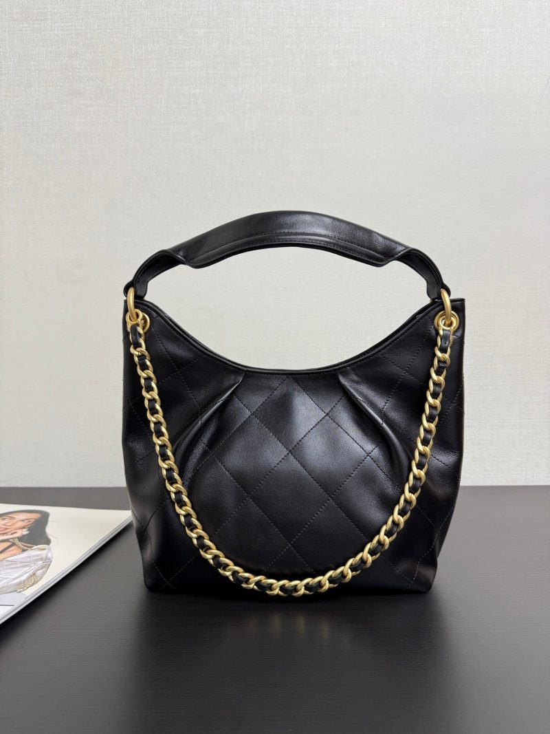 Chanel 2026 Hippie Hobo Bag 32cm Black Calfskin