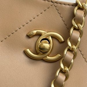 Chanel 2026 Maxi Coco Shopping Tote Bag 30cm Beige Calfskin