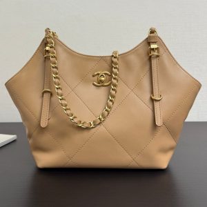 Chanel 2026 Maxi Coco Shopping Tote Bag 30cm Beige Calfskin