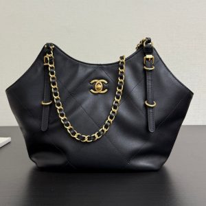 Chanel 2026 Maxi Coco Shopping Tote Bag 30cm Black Calfskin