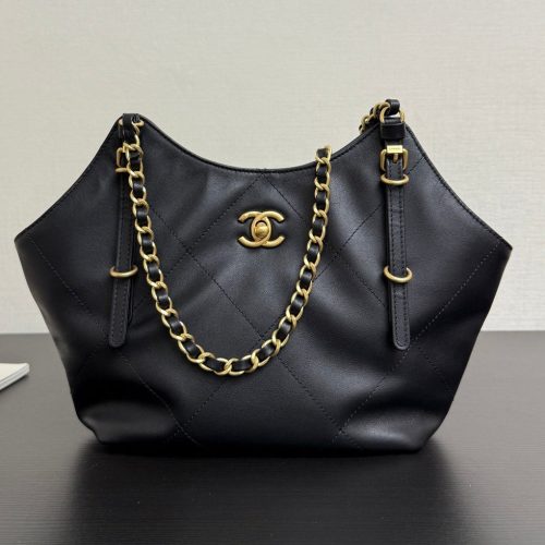 Chanel 2026 Maxi Coco Shopping Tote Bag 30cm Black Calfskin