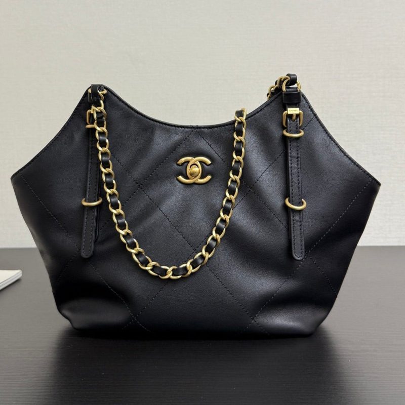 Chanel 2026 Maxi Coco Shopping Tote Bag 30cm Black Calfskin