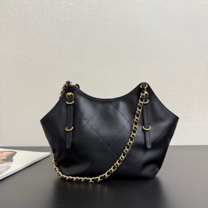 Chanel 2026 Maxi Coco Shopping Tote Bag 30cm Black Calfskin