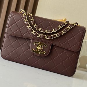 img_5b277192_20241112_i1731422822_681_0_jpg CC 2025 Flap Bag 30cm Brown Gold Lambskin 298108