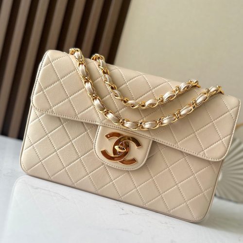 CC 2025 Flap Bag  30cm Apricot Gold Lambskin 298106