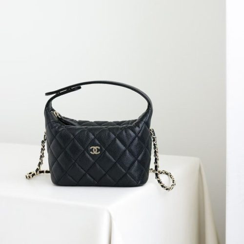 CC 25C Hobo Bag Black Caviar Calfskin Silver Hardware 243623