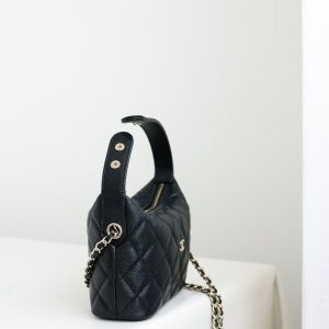 img_5b6111b2_20241219_i1734597175_7372_0_jpg CC 25C Hobo Bag Black Caviar Calfskin Silver Hardware 243623