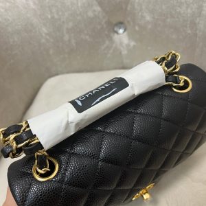 img_6be12958_20240927_i1727451535_4962_0_jpg Flap Bag Mini 20cm Black Grained Calfskin Gold Hardware