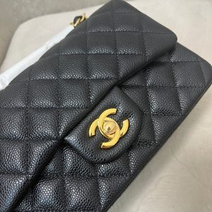 img_6be12958_20240927_i1727451535_6136_0_jpg Flap Bag Mini 20cm Black Grained Calfskin Gold Hardware