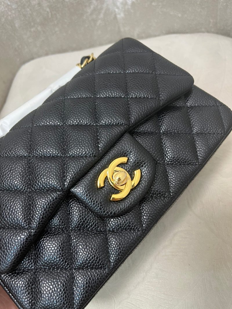 img_6be12958_20240927_i1727451535_6136_0_jpg Flap Bag Mini 20cm Black Grained Calfskin Gold Hardware