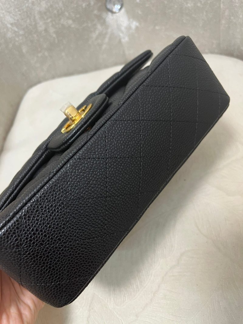 img_6be12958_20240927_i1727451535_7289_0_jpg Flap Bag Mini 20cm Black Grained Calfskin Gold Hardware