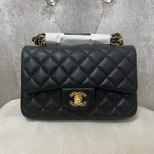 img_6be12958_20240927_i1727451536_2189_0_jpg Flap Bag Mini 20cm Black Grained Calfskin Gold Hardware