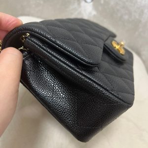 img_6be12958_20240927_i1727451536_536_0_jpg Flap Bag Mini 20cm Black Grained Calfskin Gold Hardware