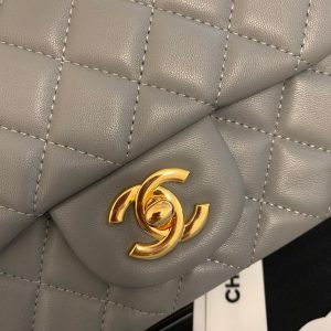 Mini Square Flap Bag 17cm Dark Grey Calfskin Gold Hardware